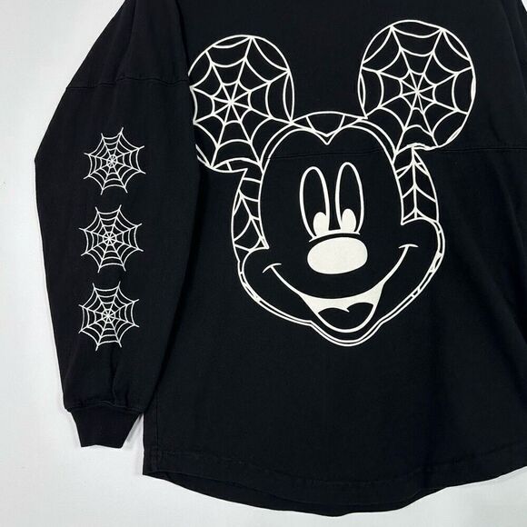 Disney Spirit Jersey Glow Mickey Spider Web Boo Long Sleeve XS Halloween Spooky - Picture 4 of 9